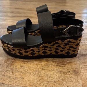 Black Woven Platform Sandals